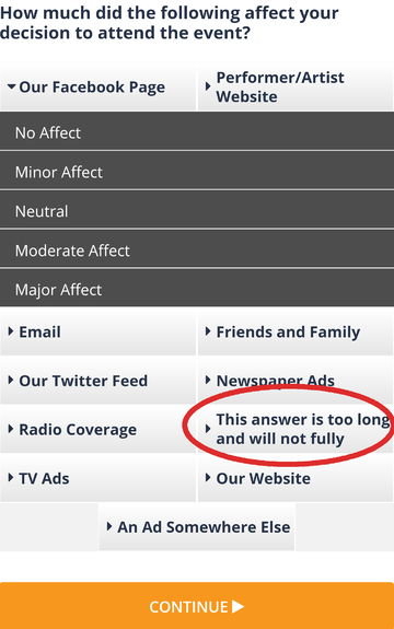 An inappropriately long response wording